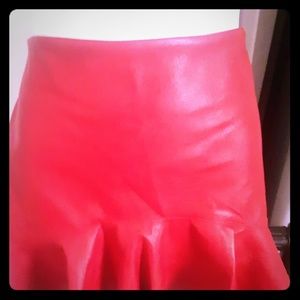Red pleather skirt